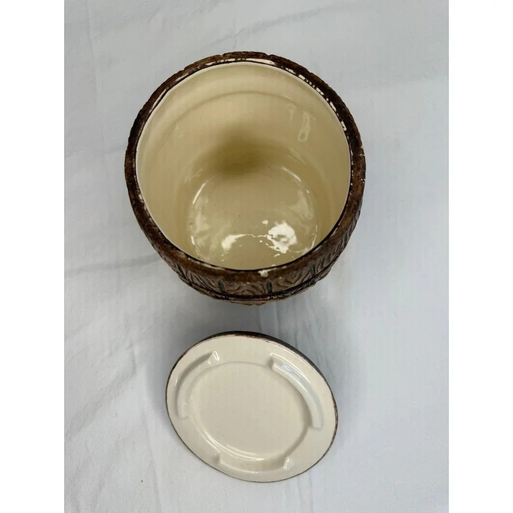 Set of 3 Vintage MCM Treasure Craft‎ Ceramic Canister Barrel Cookies Coffee Tea